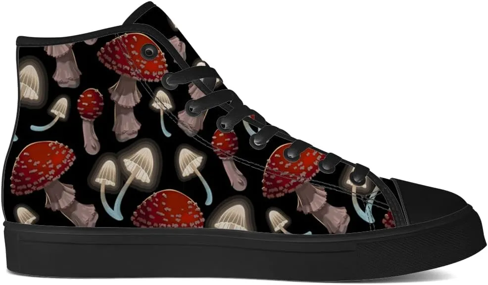Men's Women's Mushroom High Top Sneakers High Top Canvas Shoes Lace Up Casual Shoes Gifts for Men Women