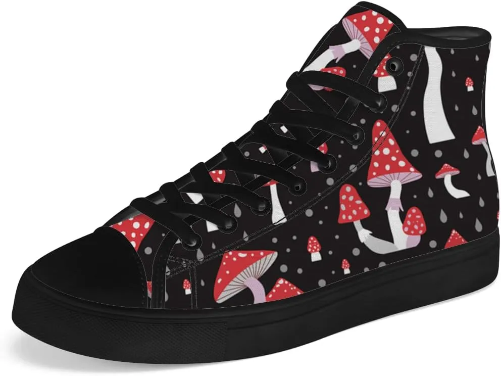 Men's Women's Mushroom High Top Sneakers High Top Canvas Shoes Lace Up Casual Shoes Gifts for Men Women