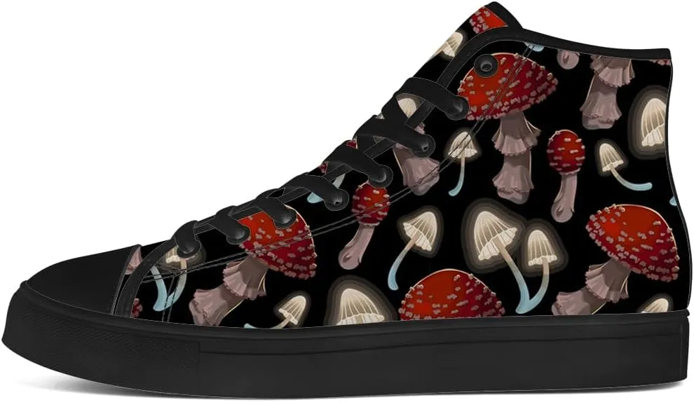 Men's Women's Mushroom High Top Sneakers High Top Canvas Shoes Lace Up Casual Shoes Gifts for Men Women
