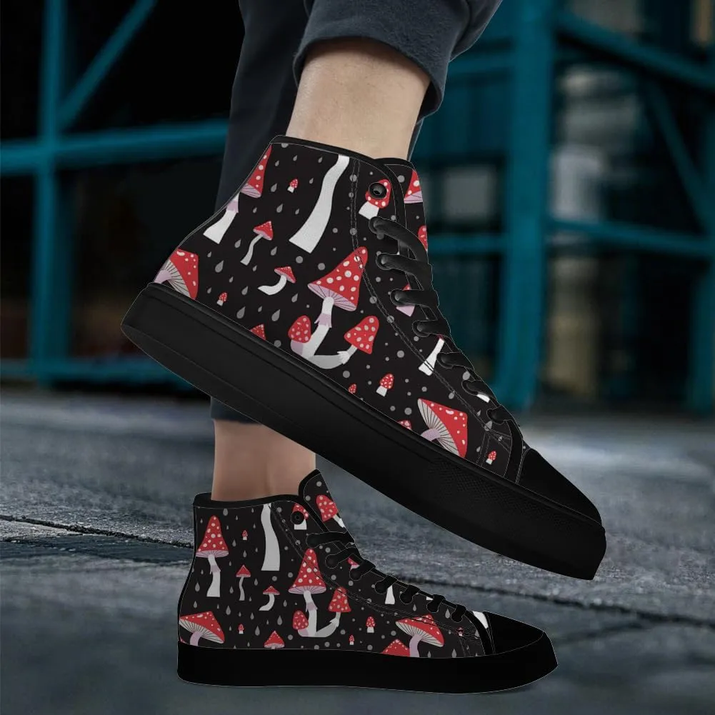 Men's Women's Mushroom High Top Sneakers High Top Canvas Shoes Lace Up Casual Shoes Gifts for Men Women