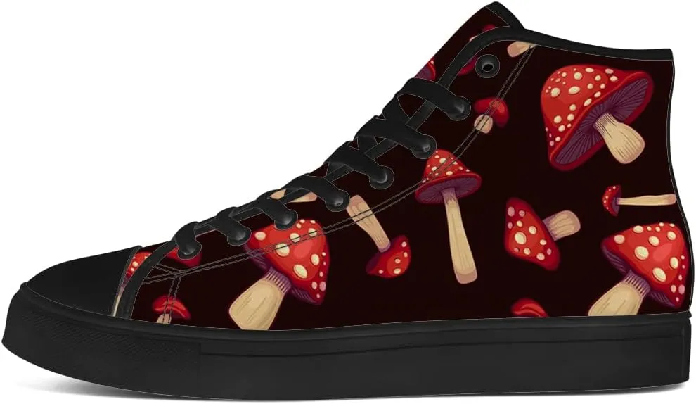 Men's Women's Mushroom High Top Sneakers High Top Canvas Shoes Lace Up Casual Shoes Gifts for Men Women