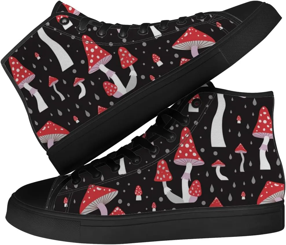 Men's Women's Mushroom High Top Sneakers High Top Canvas Shoes Lace Up Casual Shoes Gifts for Men Women