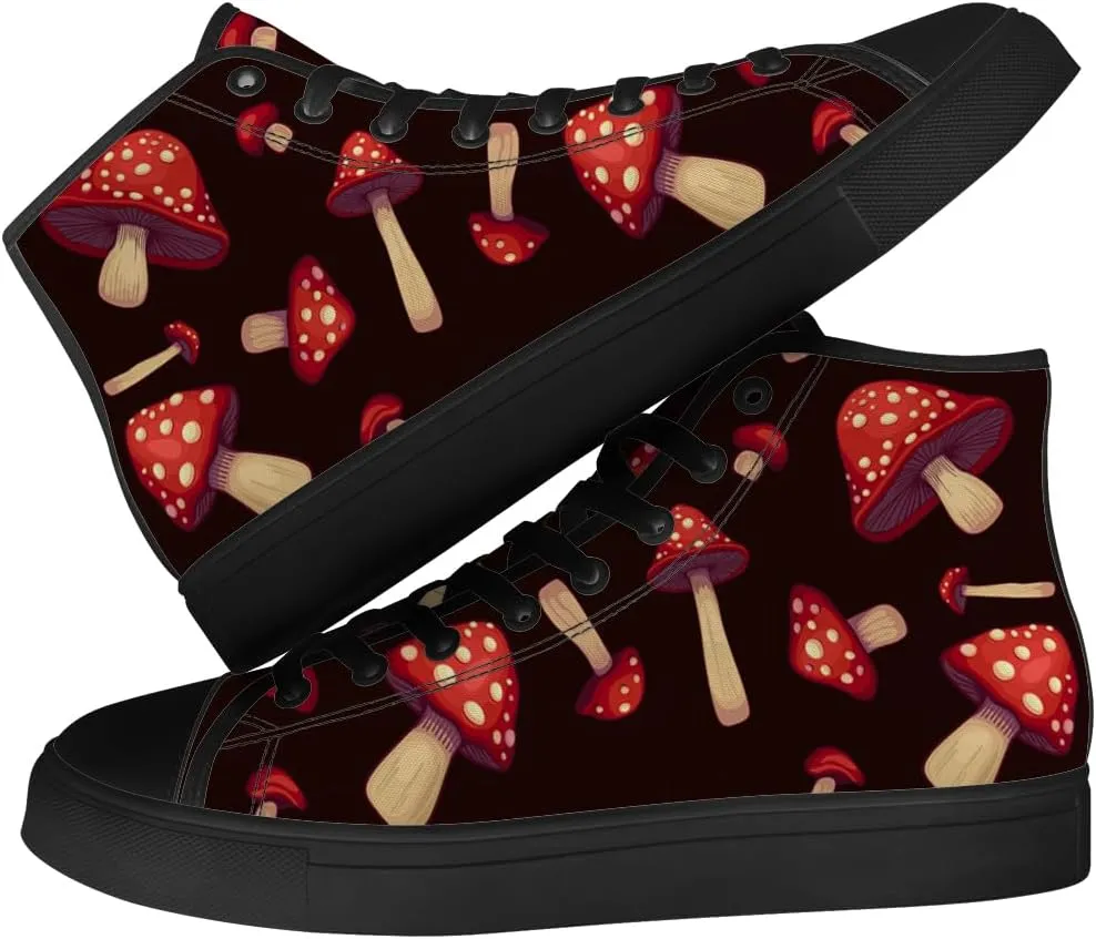 Men's Women's Mushroom High Top Sneakers High Top Canvas Shoes Lace Up Casual Shoes Gifts for Men Women