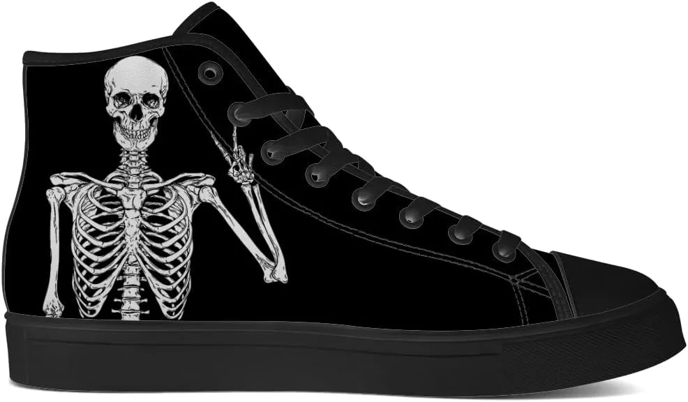 Men's Women's Skull High Top Canvas Shoes Skeleton High Top Sneakers Lace Up Casual Shoes Gifts for Men Women