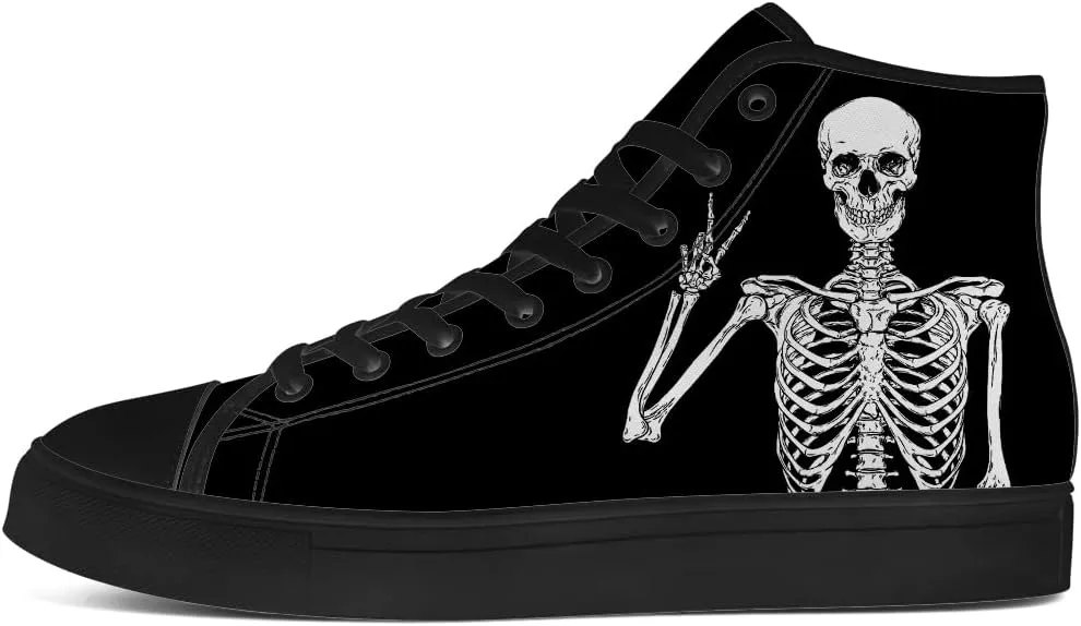 Men's Women's Skull High Top Canvas Shoes Skeleton High Top Sneakers Lace Up Casual Shoes Gifts for Men Women