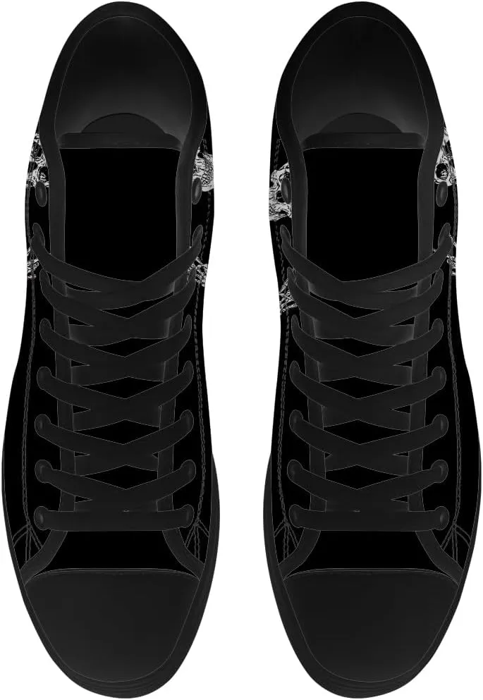 Men's Women's Skull High Top Canvas Shoes Skeleton High Top Sneakers Lace Up Casual Shoes Gifts for Men Women
