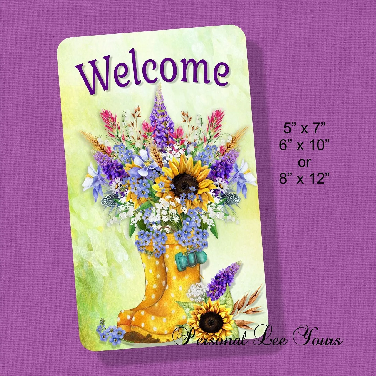 Metal Wreath Sign * Welcome Rain Boots * 3 Sizes * Lightweight