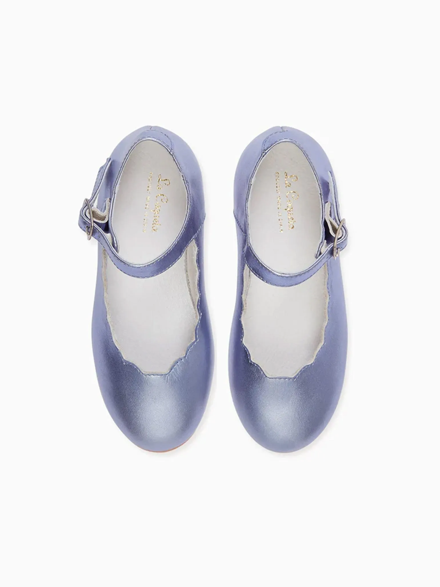 Metallic Lilac Leather Girl Scallop Mary Jane Shoes