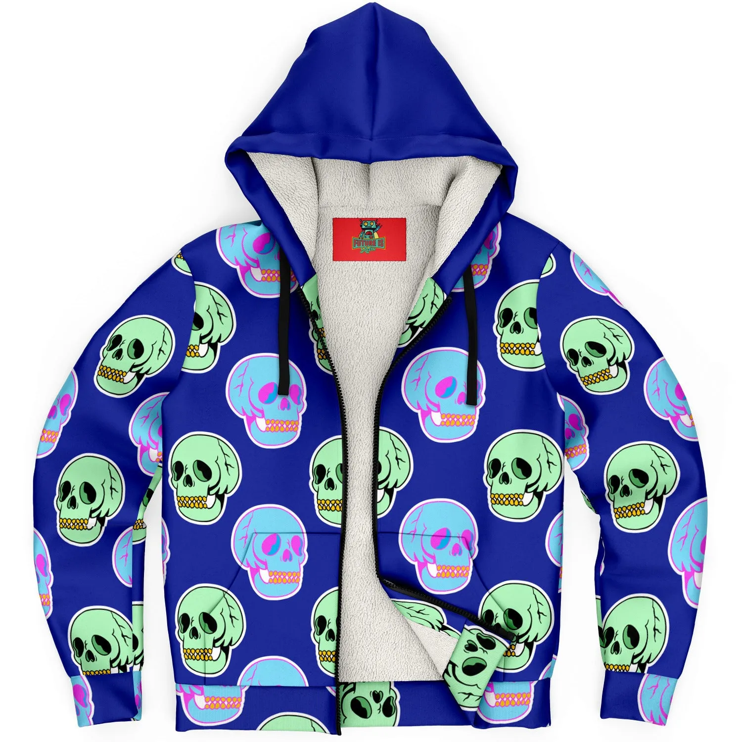 Microfleece Zip Hoodie Y2K Retro Skull