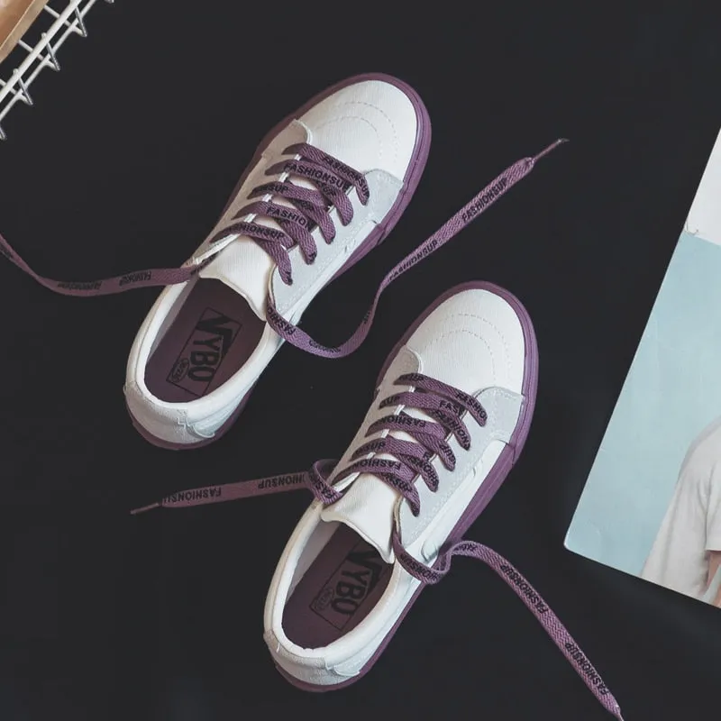 Mixed Colors Lace Up Female Fashion Sneakers