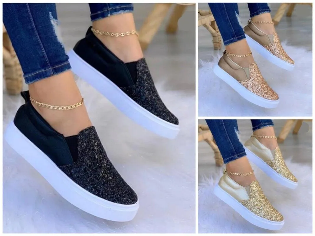 Moccasins Crystal Flat Female Loafers Shoes Gold/Black/Rose