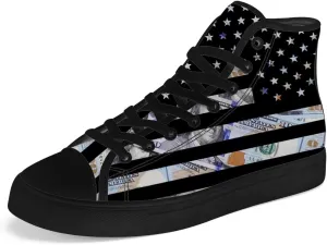 Money High Top Canvas Shoes for Men Women American Flag High Top Sneakers Dollar Shoes Gifts for Dad Mom