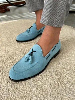 Morrison Double Buckled Blue Suede Loafer