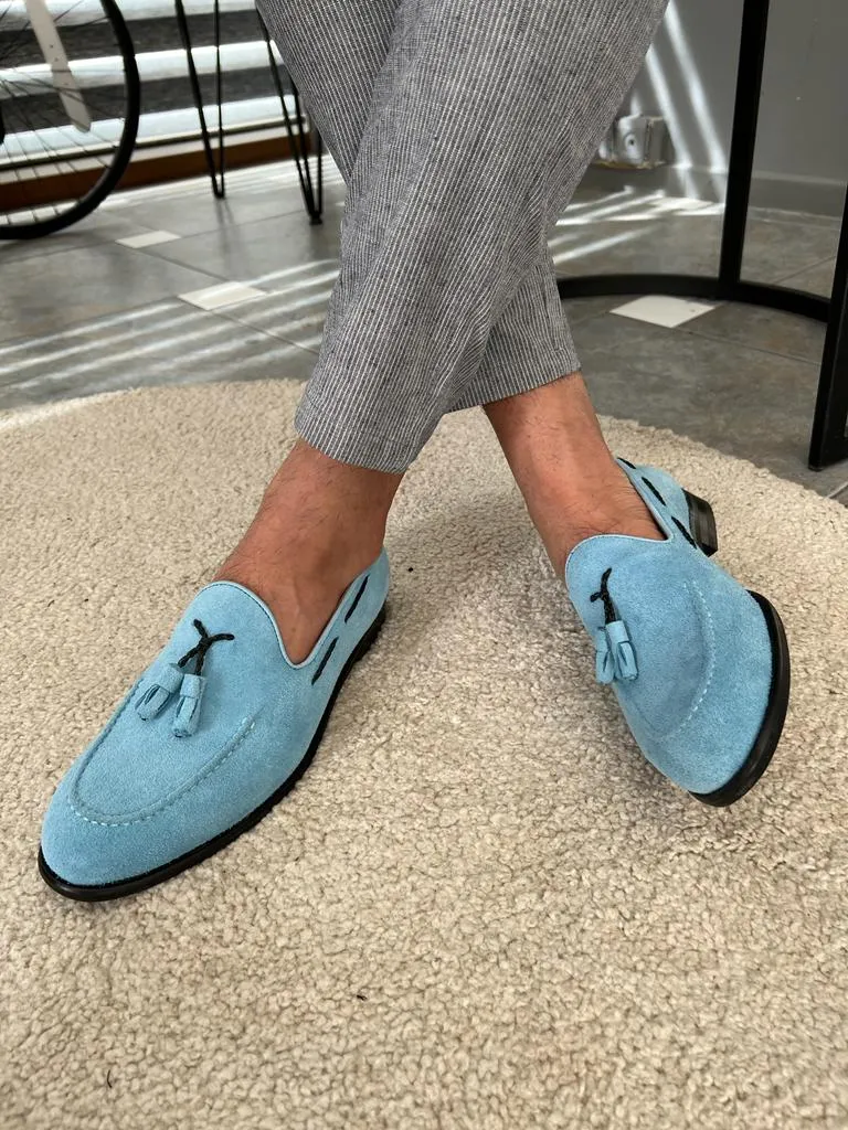 Morrison Double Buckled Blue Suede Loafer
