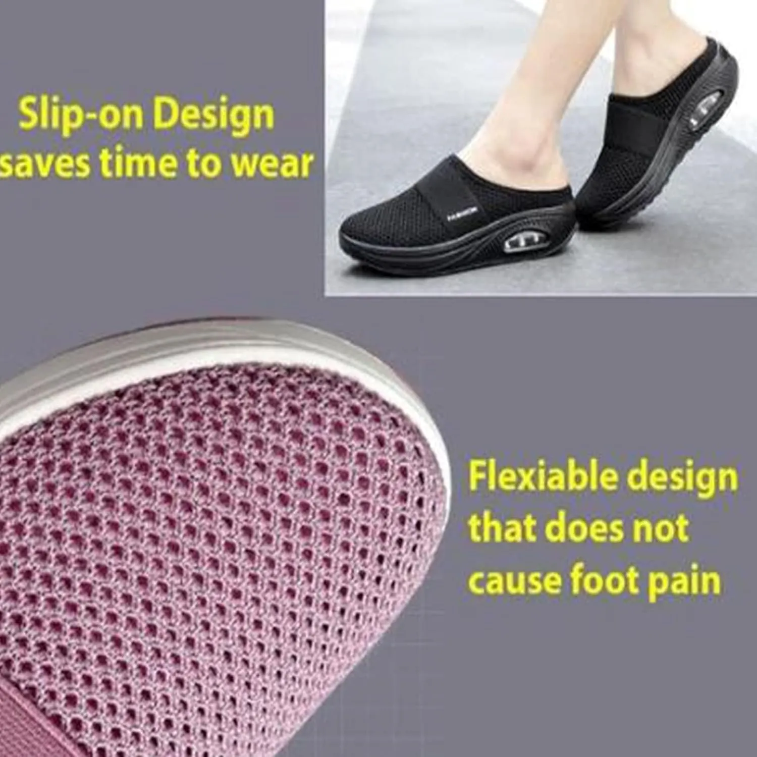 Mules for Women Comfortable Diabetic Air-Cushion Slip On Walking Clogs Shoes Closed Toe Breathable Orthopedic Diabetic Slippers with Arch Support