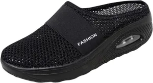 Mules for Women Comfortable Diabetic Air-Cushion Slip On Walking Clogs Shoes Closed Toe Breathable Orthopedic Diabetic Slippers with Arch Support