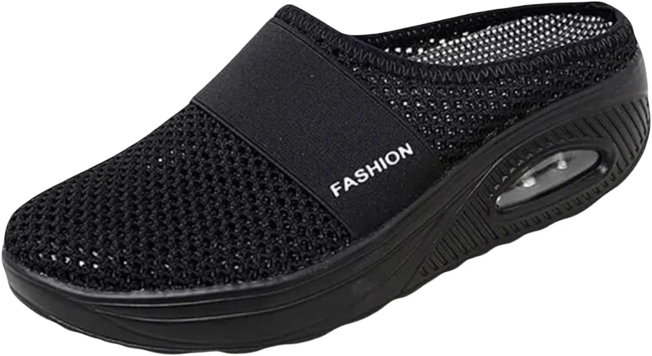 Mules for Women Comfortable Diabetic Air-Cushion Slip On Walking Clogs Shoes Closed Toe Breathable Orthopedic Diabetic Slippers with Arch Support