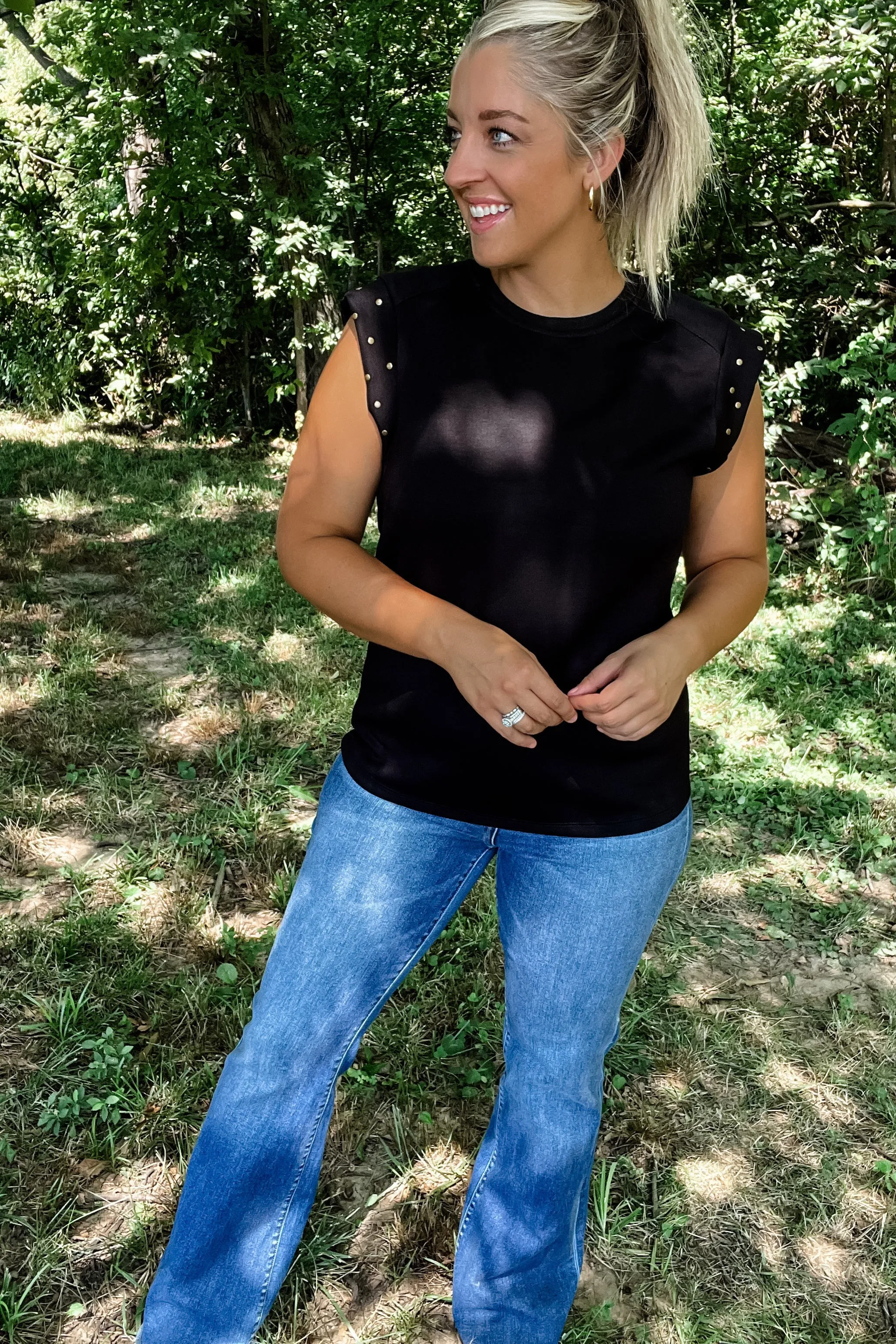 My Domain Studded Cap Sleeve Top