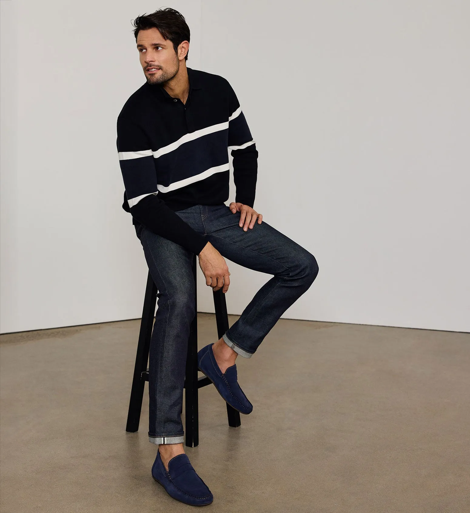 Neon Navy Suede Loafers