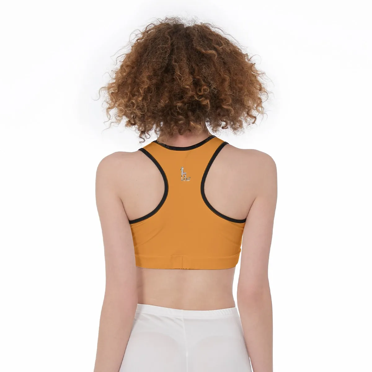 Officially Sexy Halloween Collection Black and Orange Bats Women's Orange Sports Bra #2 (English)
