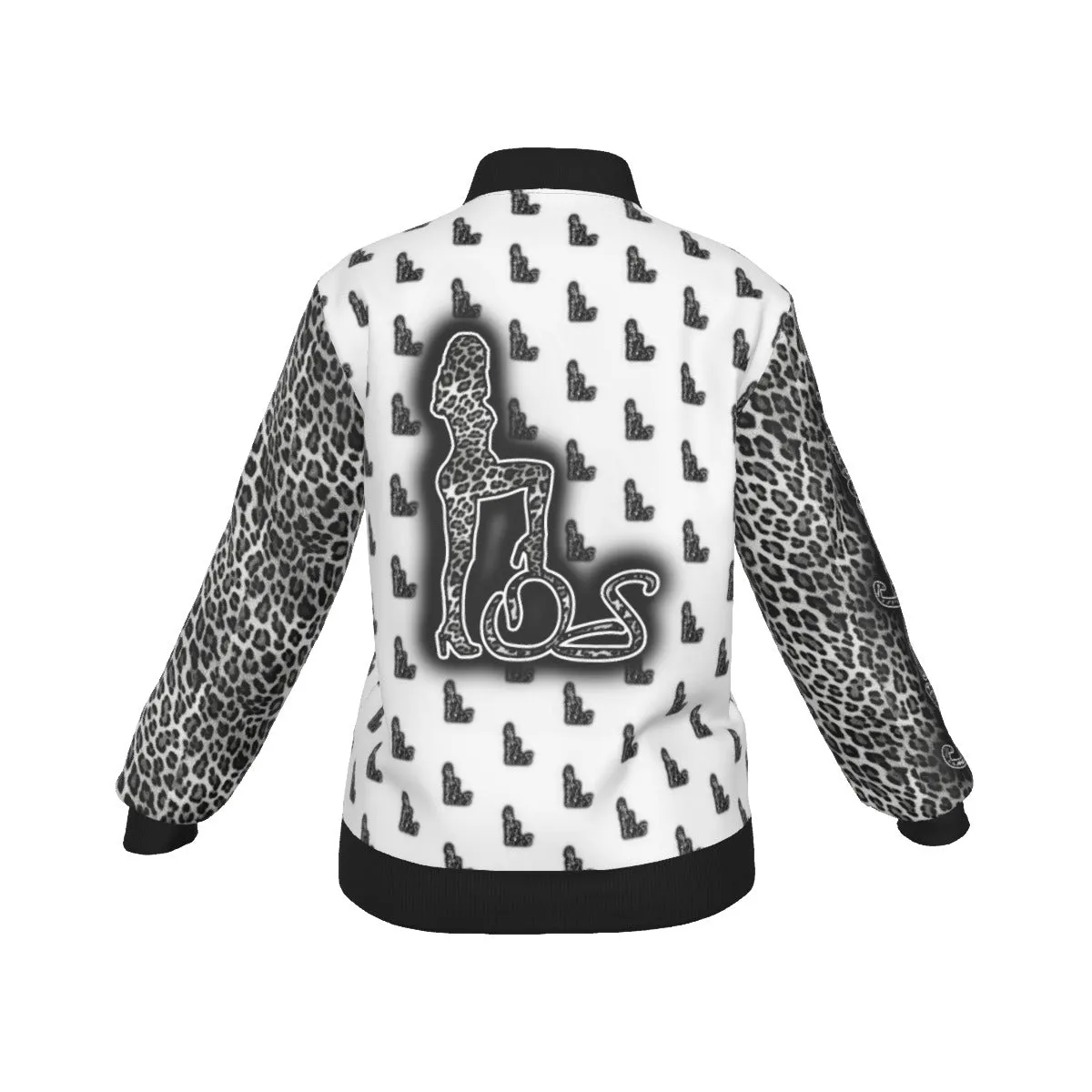 Officially Sexy Snow Leopard Collection Women's Girl on OS Logo All Over Jacket With Small Print Sleeves And Large Logo on Back  (English) #8