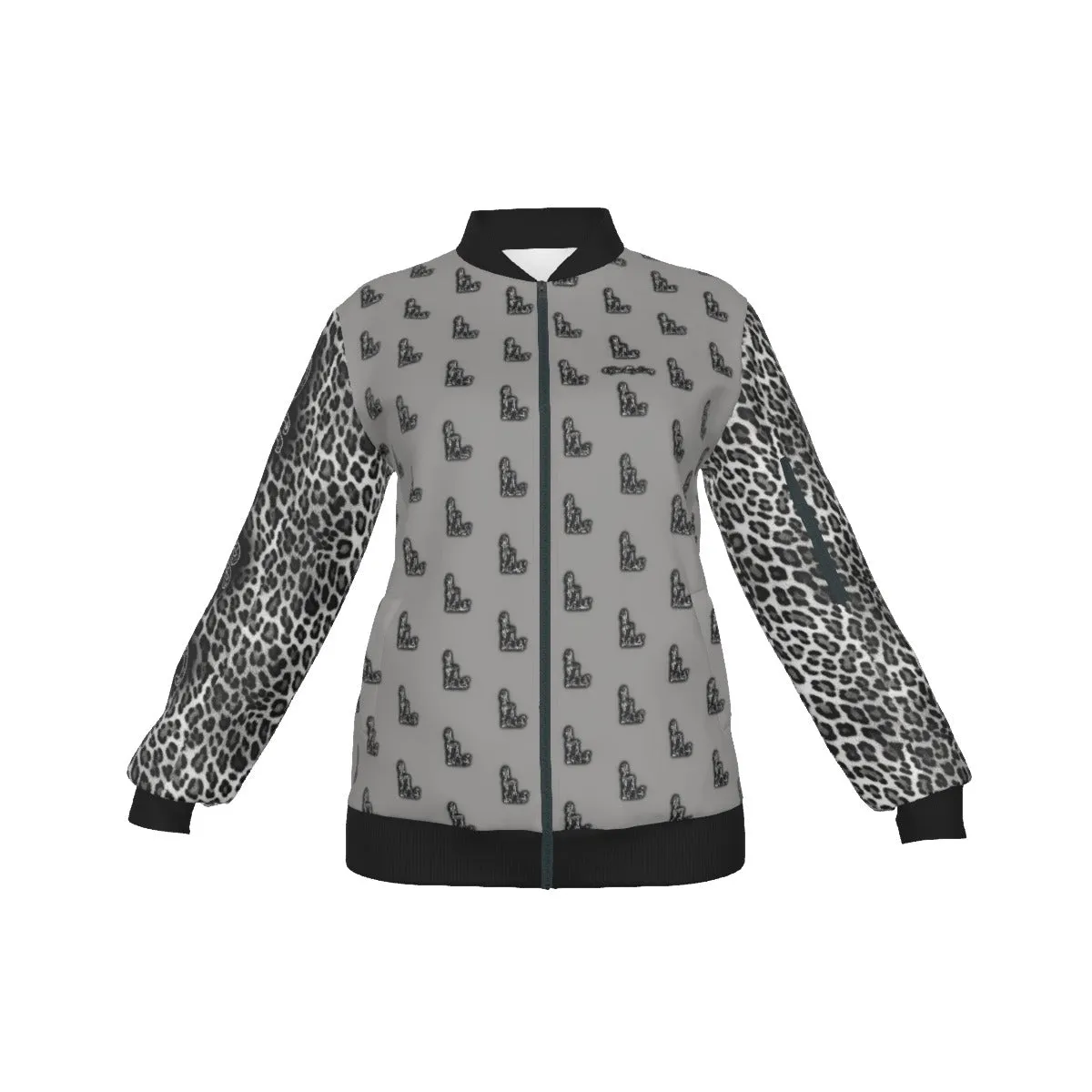 Officially Sexy Snow Leopard Collection Women's Girl on OS Logo All Over Jacket With Small Print Sleeves And Large Logo on Back  (English) #8