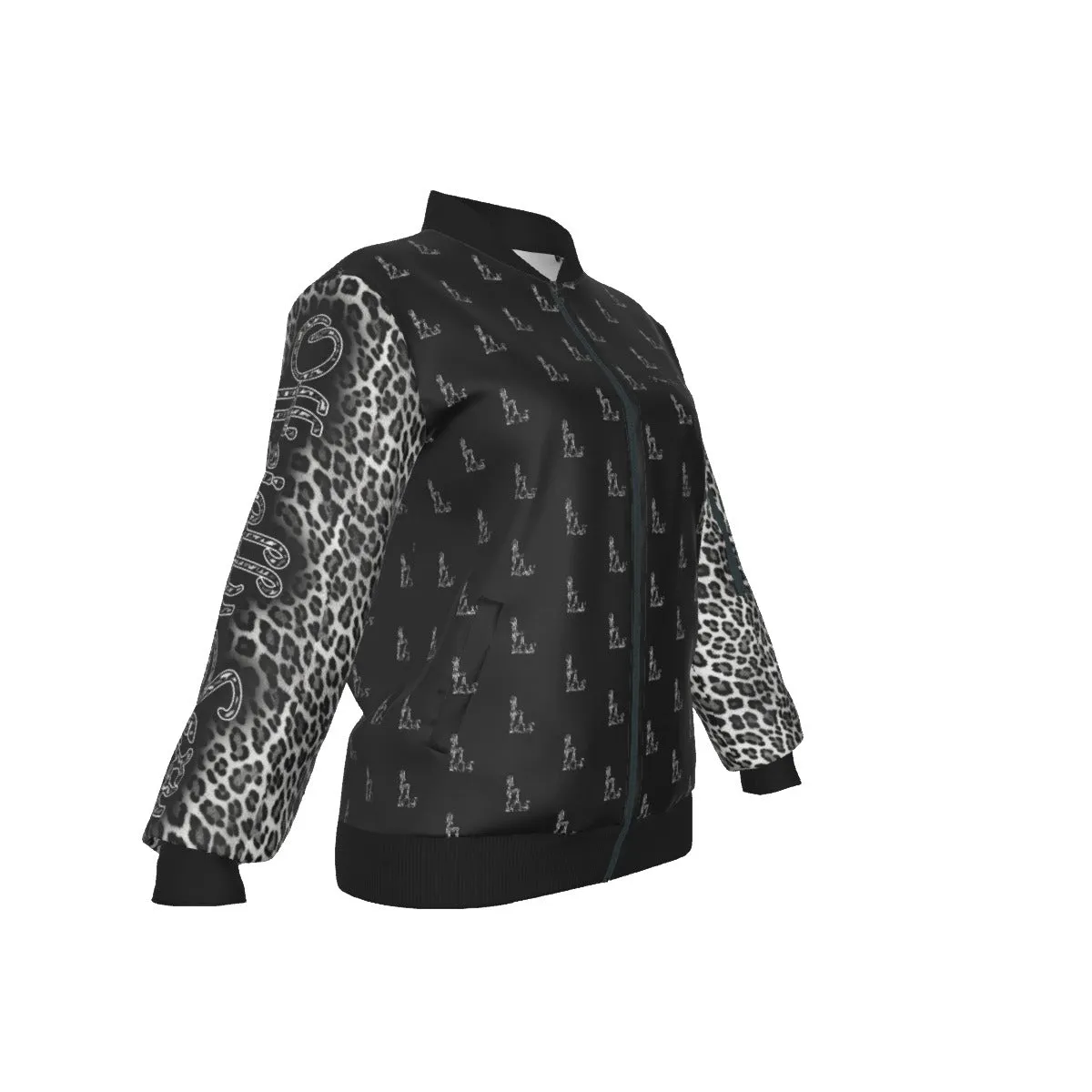 Officially Sexy Snow Leopard Collection Women's Girl on OS Logo All Over Jacket With Small Print Sleeves And Large Logo on Back  (English) #8