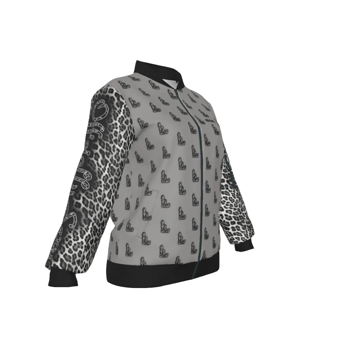 Officially Sexy Snow Leopard Collection Women's Girl on OS Logo All Over Jacket With Small Print Sleeves And Large Logo on Back  (English) #8