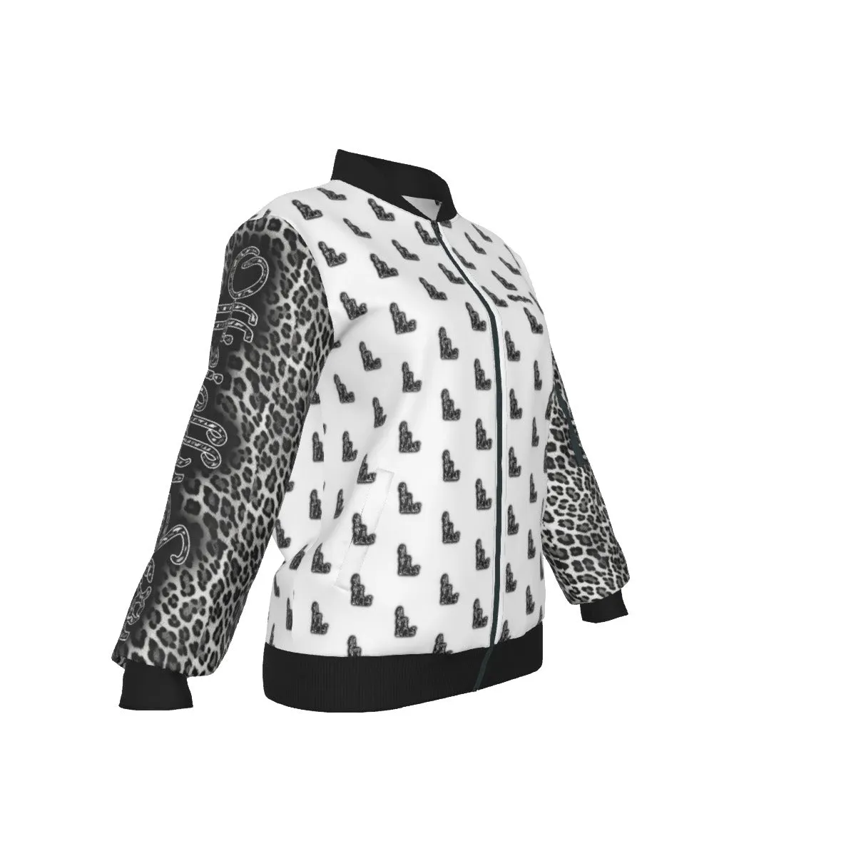 Officially Sexy Snow Leopard Collection Women's Girl on OS Logo All Over Jacket With Small Print Sleeves And Large Logo on Back  (English) #8
