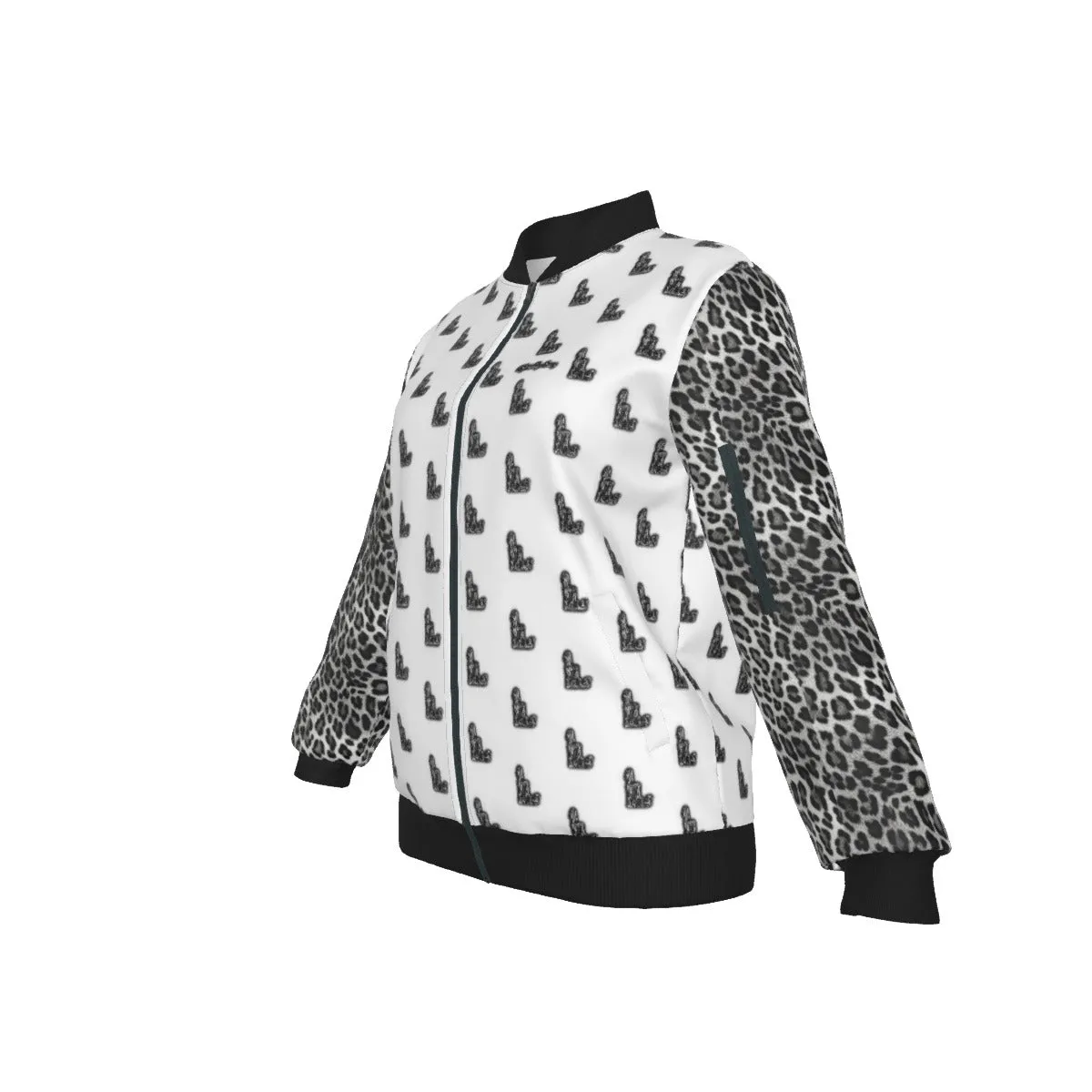Officially Sexy Snow Leopard Collection Women's Girl on OS Logo All Over Jacket With Small Print Sleeves And Large Logo on Back  (English) #8