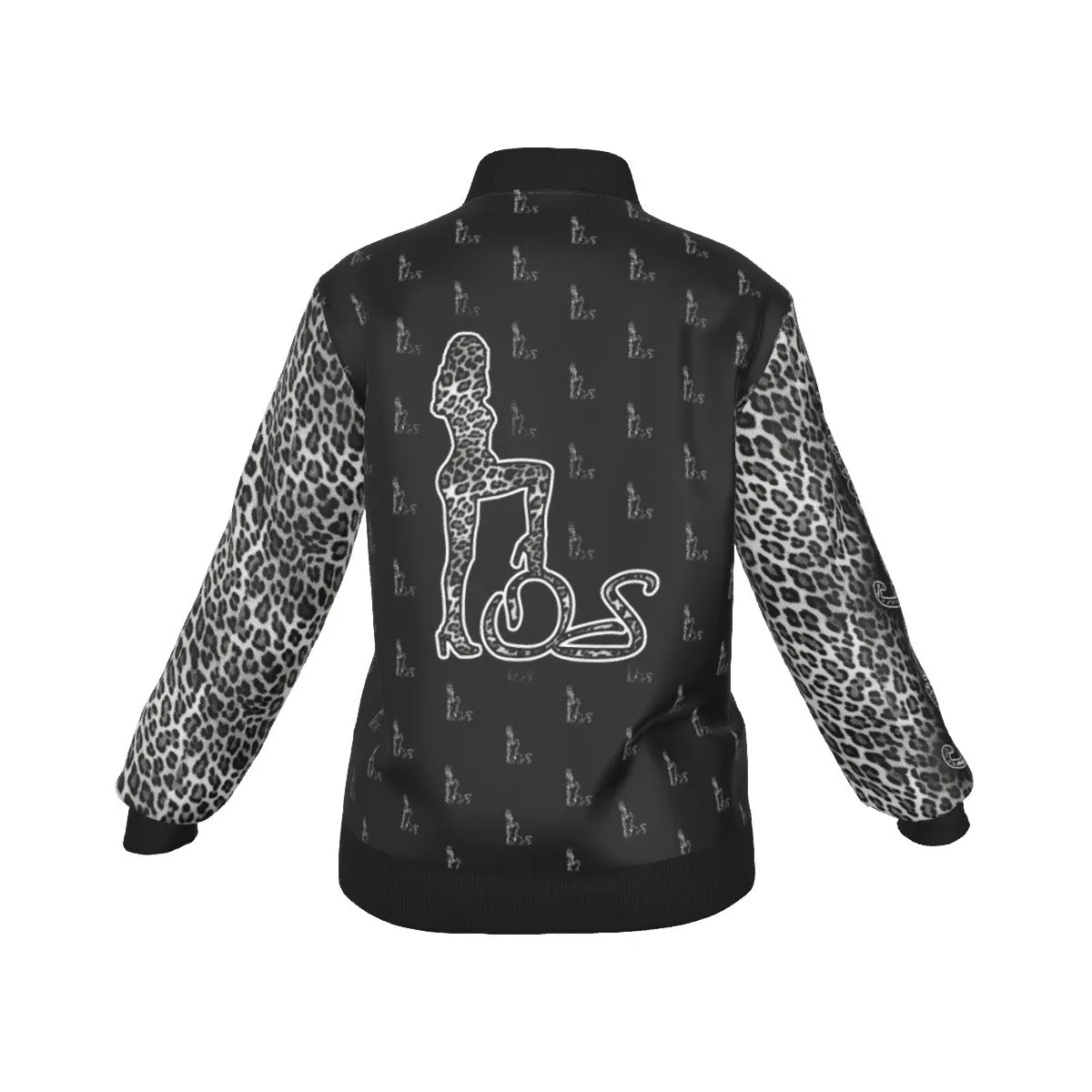 Officially Sexy Snow Leopard Collection Women's Girl on OS Logo All Over Jacket With Small Print Sleeves And Large Logo on Back  (English) #8