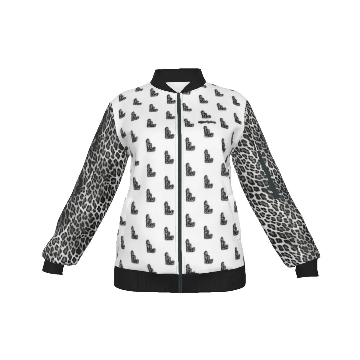 Officially Sexy Snow Leopard Collection Women's Girl on OS Logo All Over Jacket With Small Print Sleeves And Large Logo on Back  (English) #8