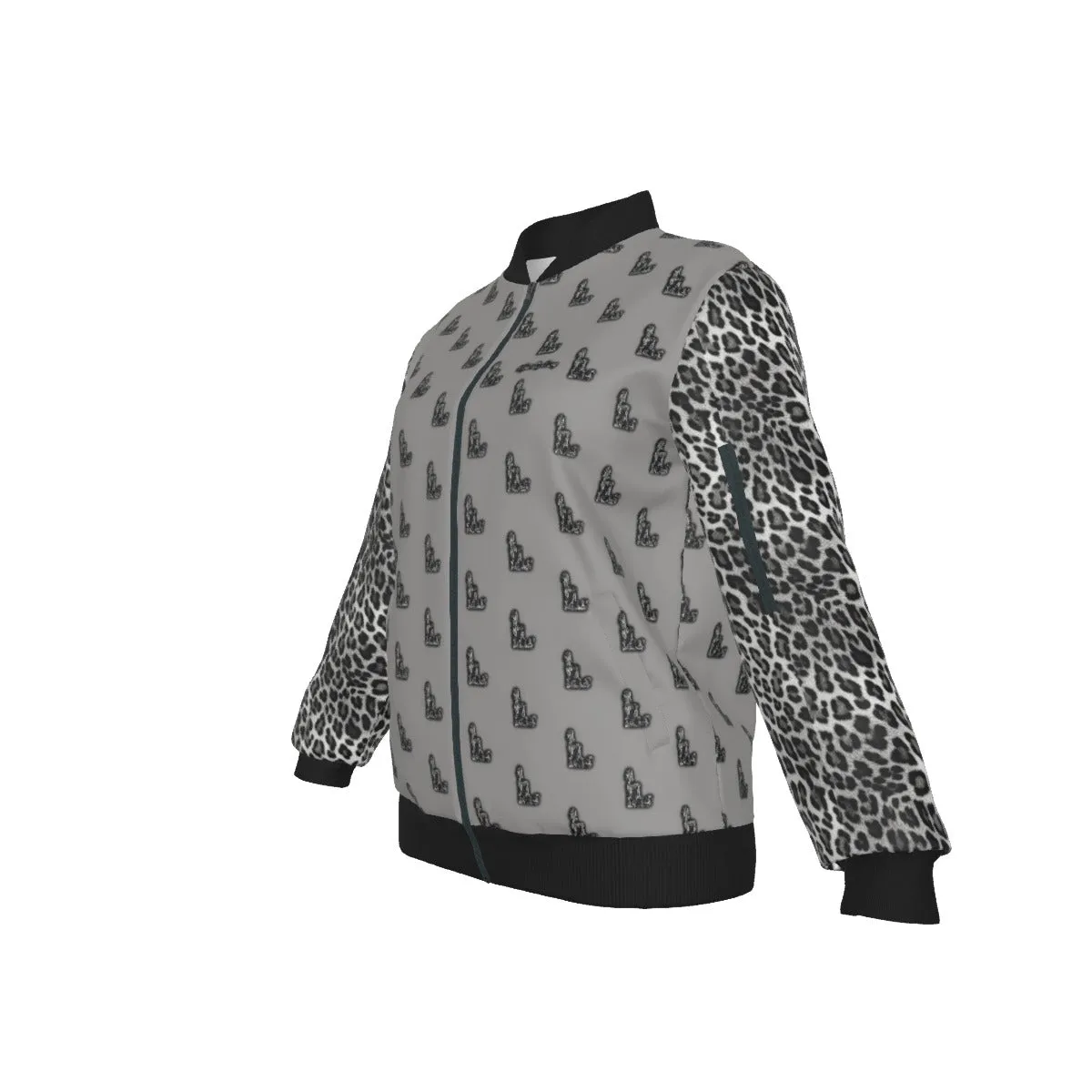 Officially Sexy Snow Leopard Collection Women's Girl on OS Logo All Over Jacket With Small Print Sleeves And Large Logo on Back  (English) #8