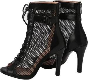 Open Toed Summer Women's Sandals, Hollow Mesh Ankle Boots, Lace up High Heels, Jazz Dance Shoes