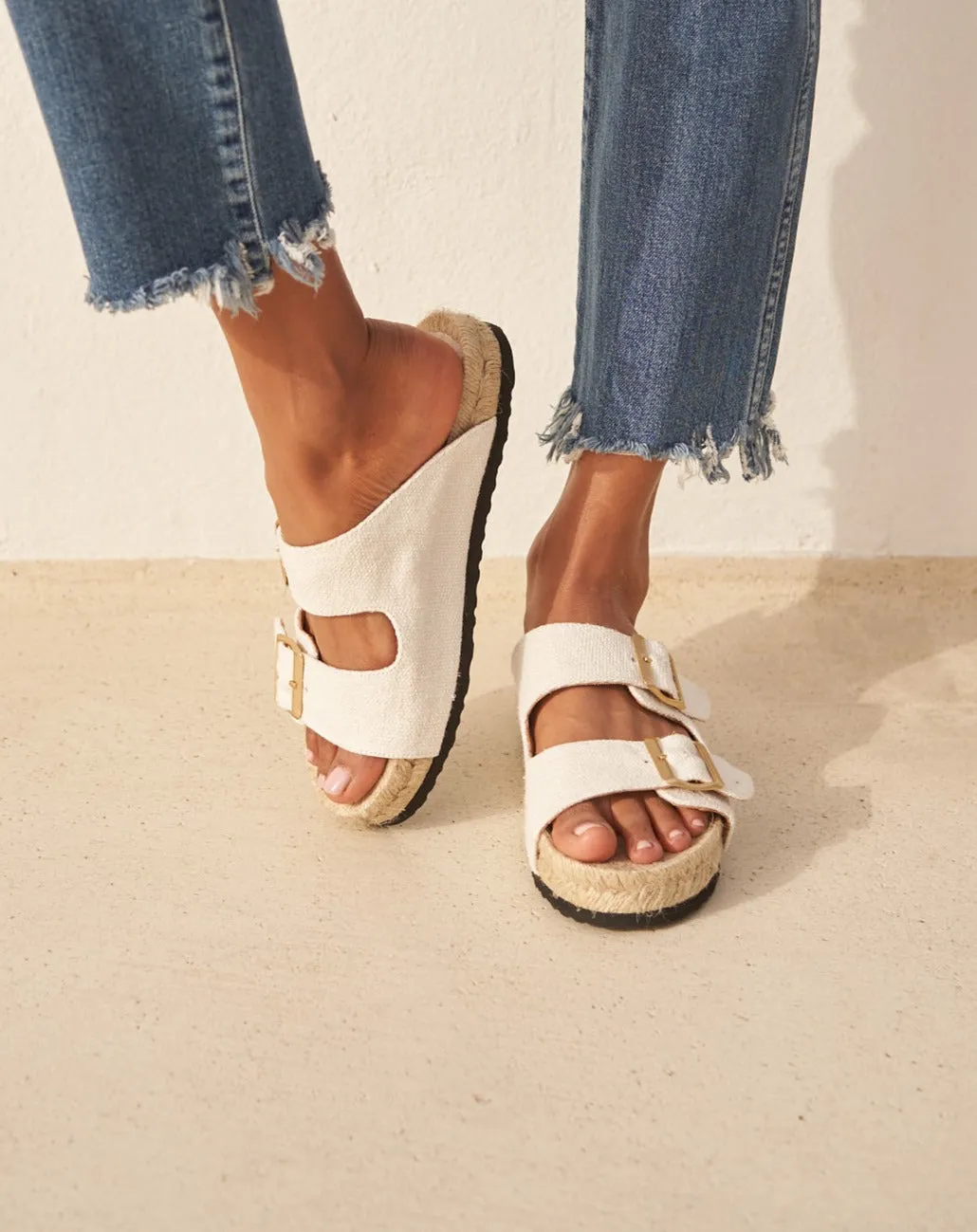 Organic Hemp Nordic Sandals - O70R0 - La Havana White