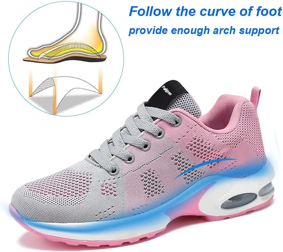 Padgene Womens Sneakers Air Cushion Running Shoes Lightweight Tennis Walking Shoes Mesh Breathable Gym Work Fashion Sneakers Athletic Comfortable Casual