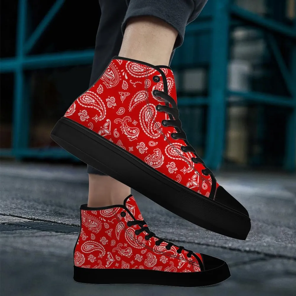 Paisley High Top Canvas Shoes for Men Women High Top Sneakers Lace Up Casual Shoes Gifts for Dad Mom