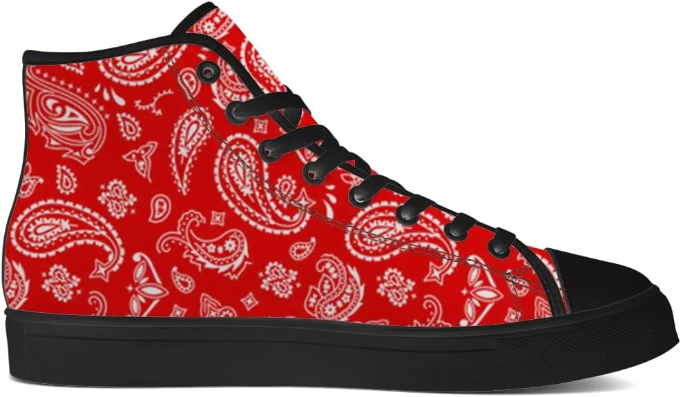 Paisley High Top Canvas Shoes for Men Women High Top Sneakers Lace Up Casual Shoes Gifts for Dad Mom