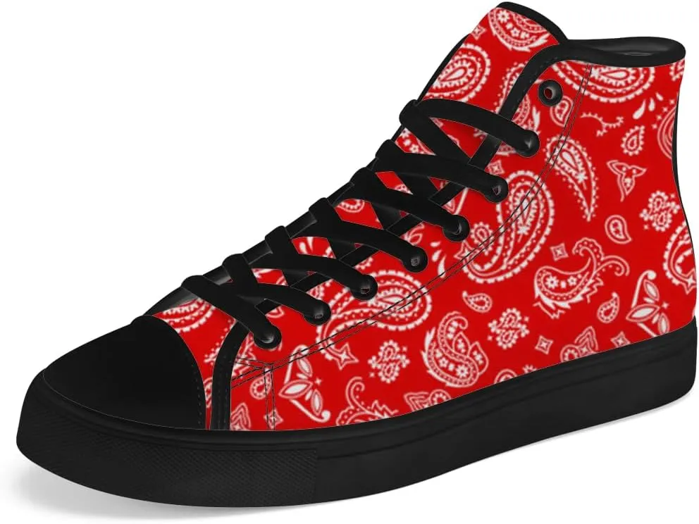Paisley High Top Canvas Shoes for Men Women High Top Sneakers Lace Up Casual Shoes Gifts for Dad Mom