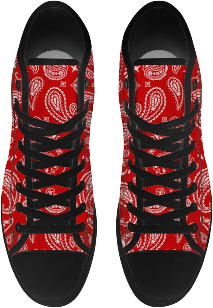 Paisley High Top Canvas Shoes for Men Women High Top Sneakers Lace Up Casual Shoes Gifts for Dad Mom