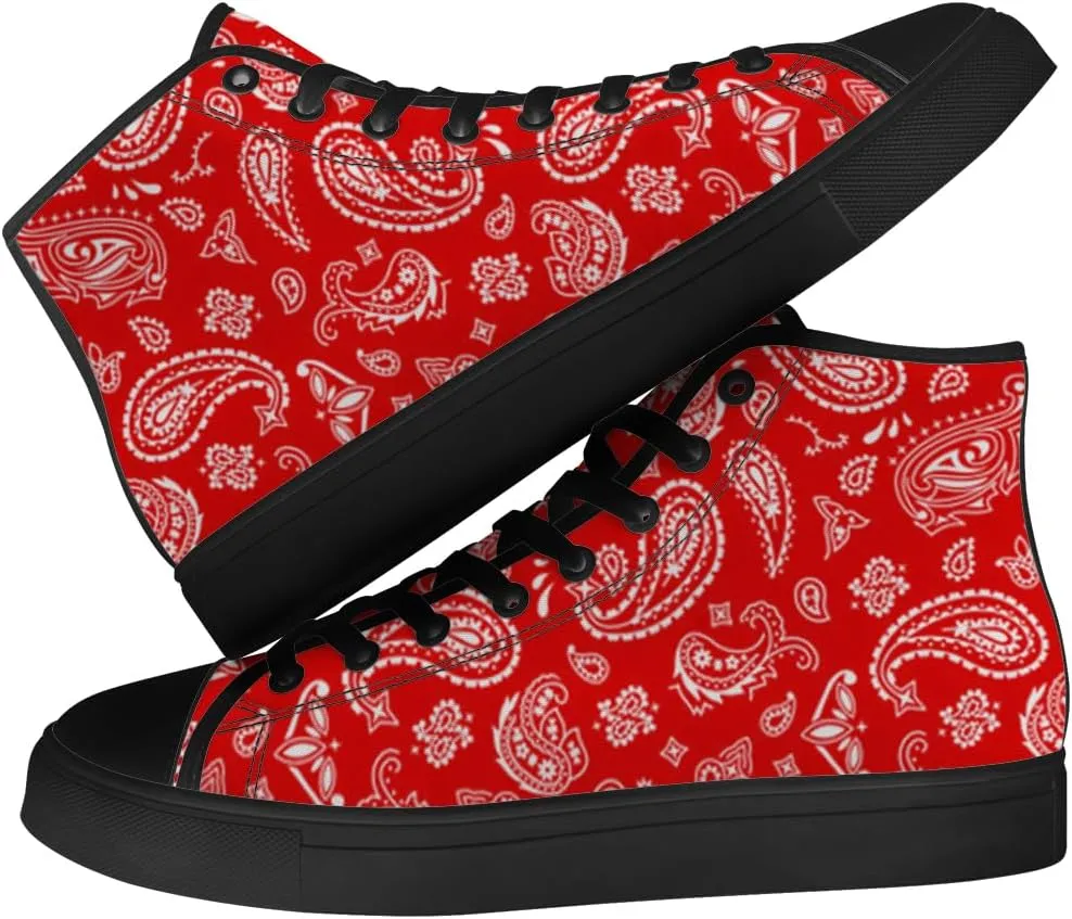 Paisley High Top Canvas Shoes for Men Women High Top Sneakers Lace Up Casual Shoes Gifts for Dad Mom