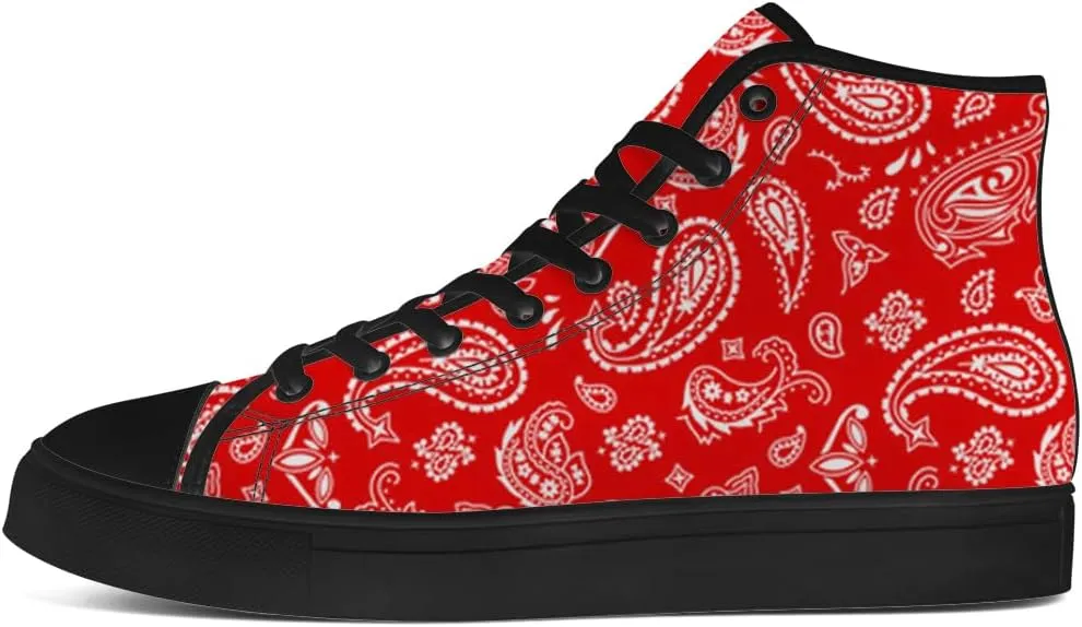 Paisley High Top Canvas Shoes for Men Women High Top Sneakers Lace Up Casual Shoes Gifts for Dad Mom