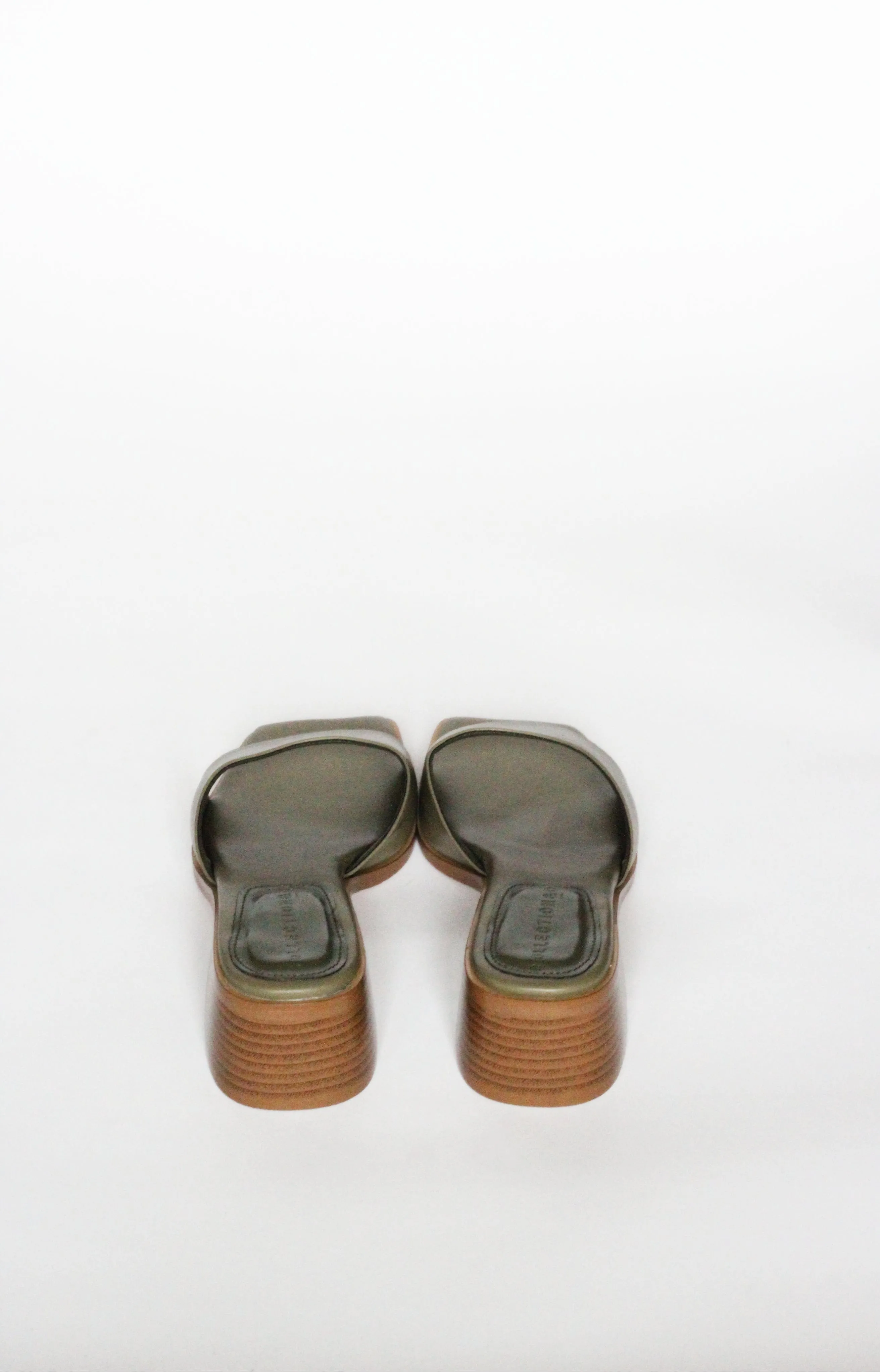 Pia Up-Cycled Vegan Leather Block Heel Mules | Olive Green