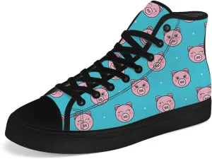 Pig High Top Canvas Shoes for Men Women High Top Sneakers Lace Up Casual Shoes Gifts for Boyfriend Girlfriend