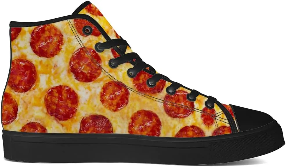 Pizza High Top Canvas Shoes for Men Women High Top Sneakers Lace Up Casual Shoes Gifts for Boyfriend Girlfriend
