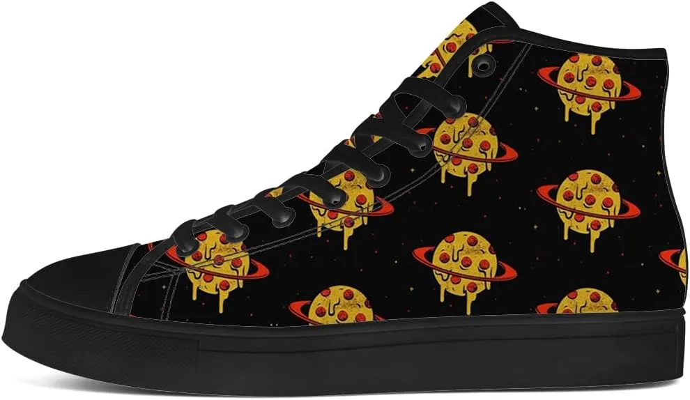 Pizza High Top Canvas Shoes for Men Women High Top Sneakers Lace Up Casual Shoes Gifts for Boyfriend Girlfriend