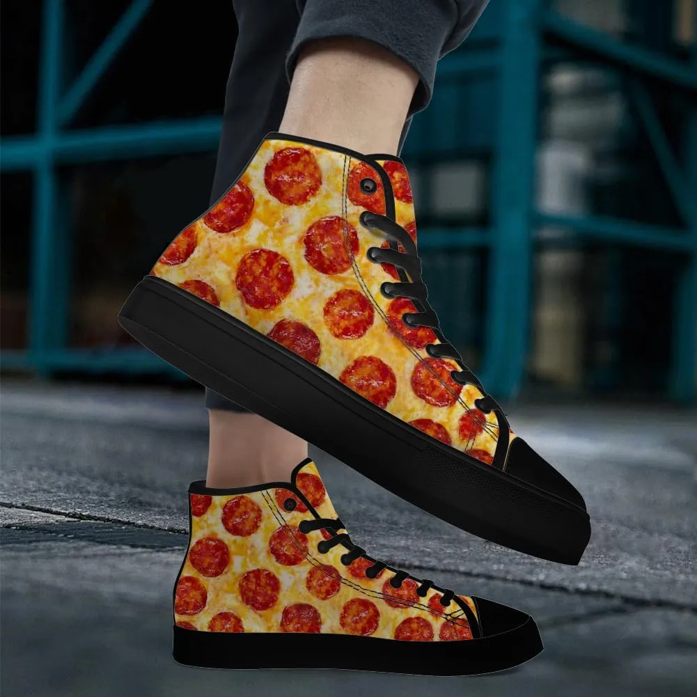 Pizza High Top Canvas Shoes for Men Women High Top Sneakers Lace Up Casual Shoes Gifts for Boyfriend Girlfriend