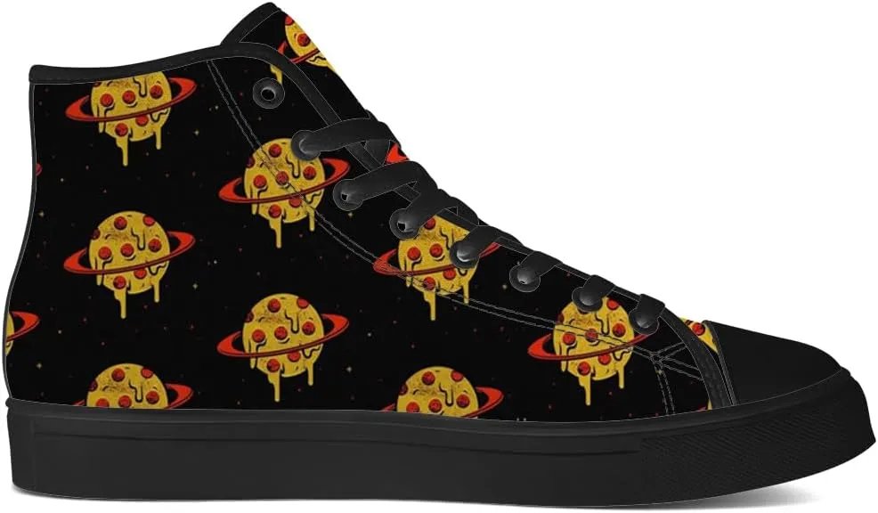 Pizza High Top Canvas Shoes for Men Women High Top Sneakers Lace Up Casual Shoes Gifts for Boyfriend Girlfriend