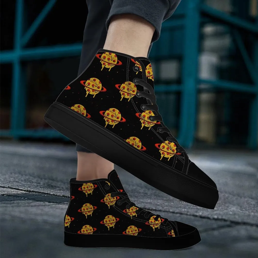 Pizza High Top Canvas Shoes for Men Women High Top Sneakers Lace Up Casual Shoes Gifts for Boyfriend Girlfriend