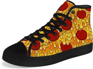 Pizza High Top Canvas Shoes for Men Women High Top Sneakers Lace Up Casual Shoes Gifts for Boyfriend Girlfriend